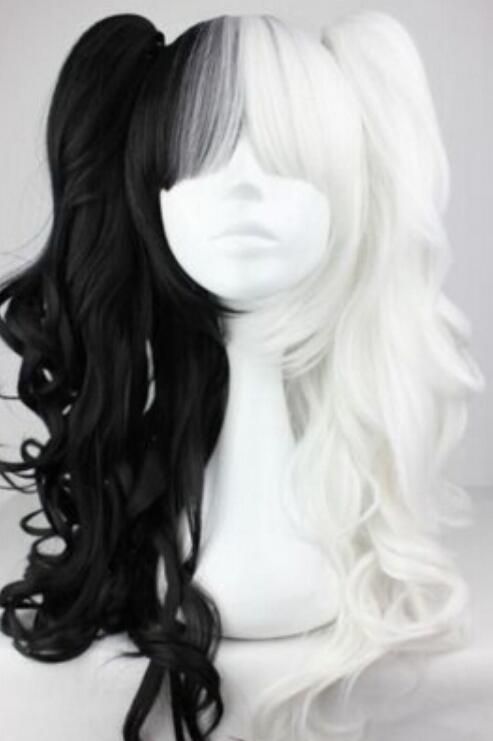 Wig Ll 002581 Black And White Pigtails Pony Tails Adult Wig