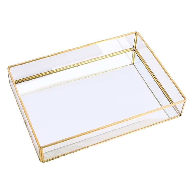 compre bandeja de oro espejo espejo rectangular bandeja puede contener perfume joyas cosmeticos maquillaje revista y mas bandeja decorativa para