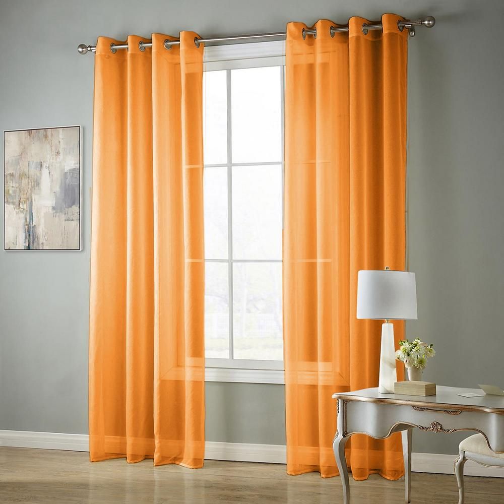 Ful Sheer Panel Curtain For Living Room Grey Tulle Drape Fabric