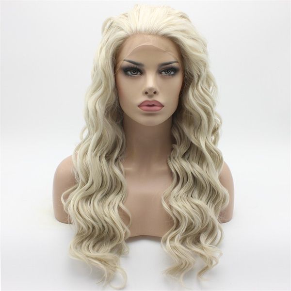 Natural Hairline Glueless Synthetic Lace Front Wig Wavy Long