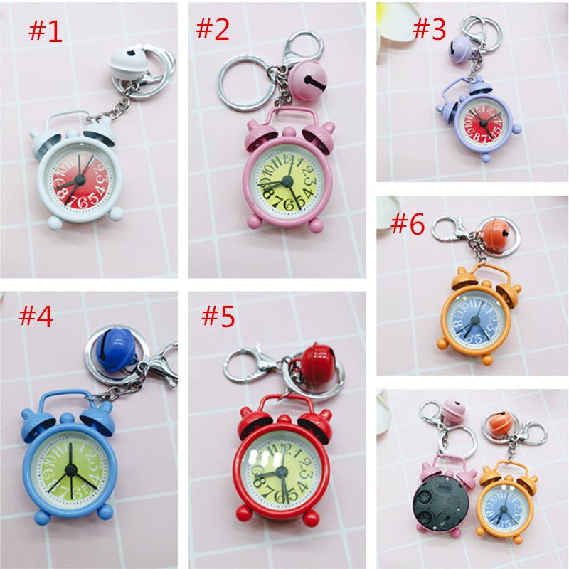 Lovely Clock Design Keychain Cute Novelty Ring Child Toy Mini Gift Sound Quarter Bell