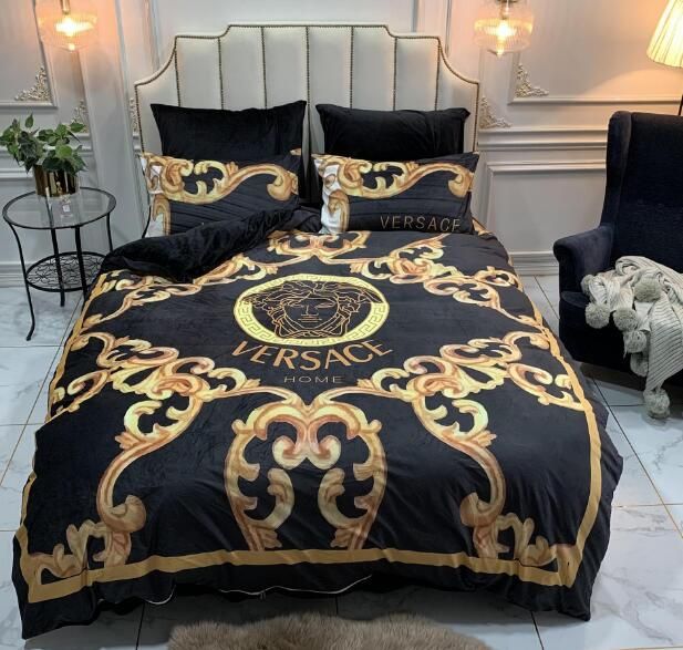 Hot Winter Branded Bdm 13 Versace Flower Letter Cotton Bedding