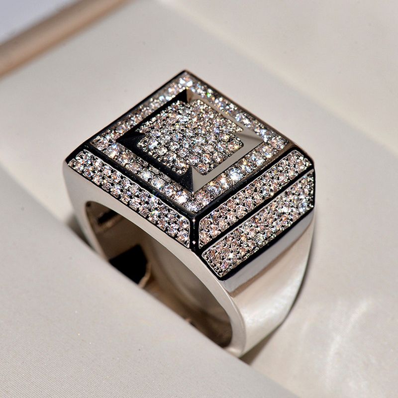 21 Hip Hop Style Men Zircon Ring Gold Silver Bling Bling Square Men Wedding Ring For Gift Fashion Jewelry High Quality From Angelfalls 11 28 Dhgate Com