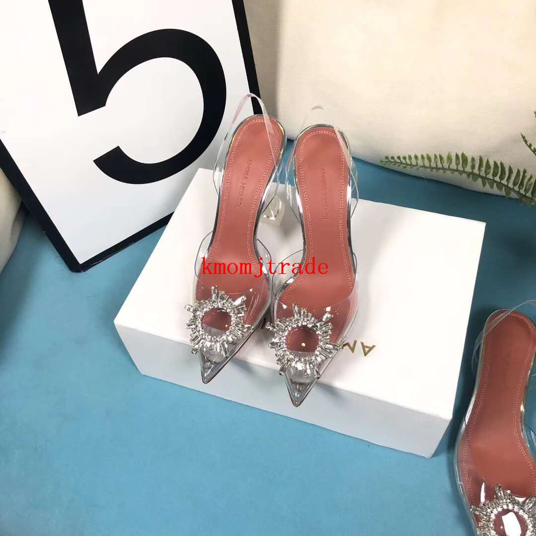 amina muaddi clear sandals