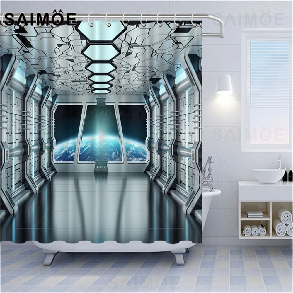 2020 Vixmhome Spaceship Shower Curtains Curtain For Bathroom Earth Perspective Waterproof Polyester Bathtub Bath Curtains Screen With Hook From Vixmhome 23 Dhgate Com
