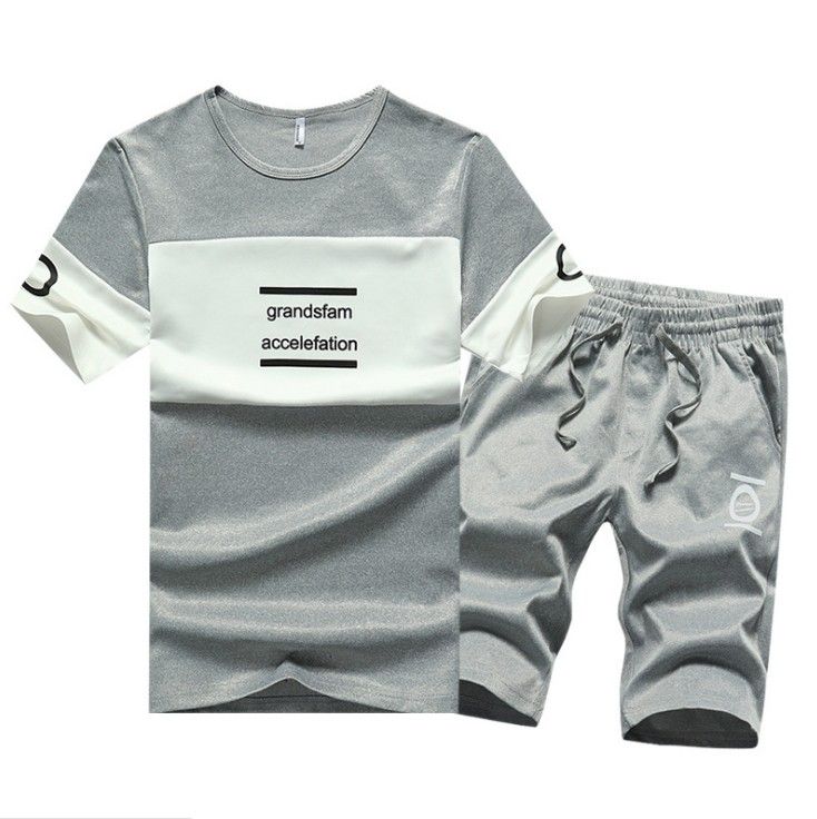 Conjunto de ropa de verano para hombres Adolescentes Moda Casual Camiseta  masculina + Pantalones cortos Conjuntos