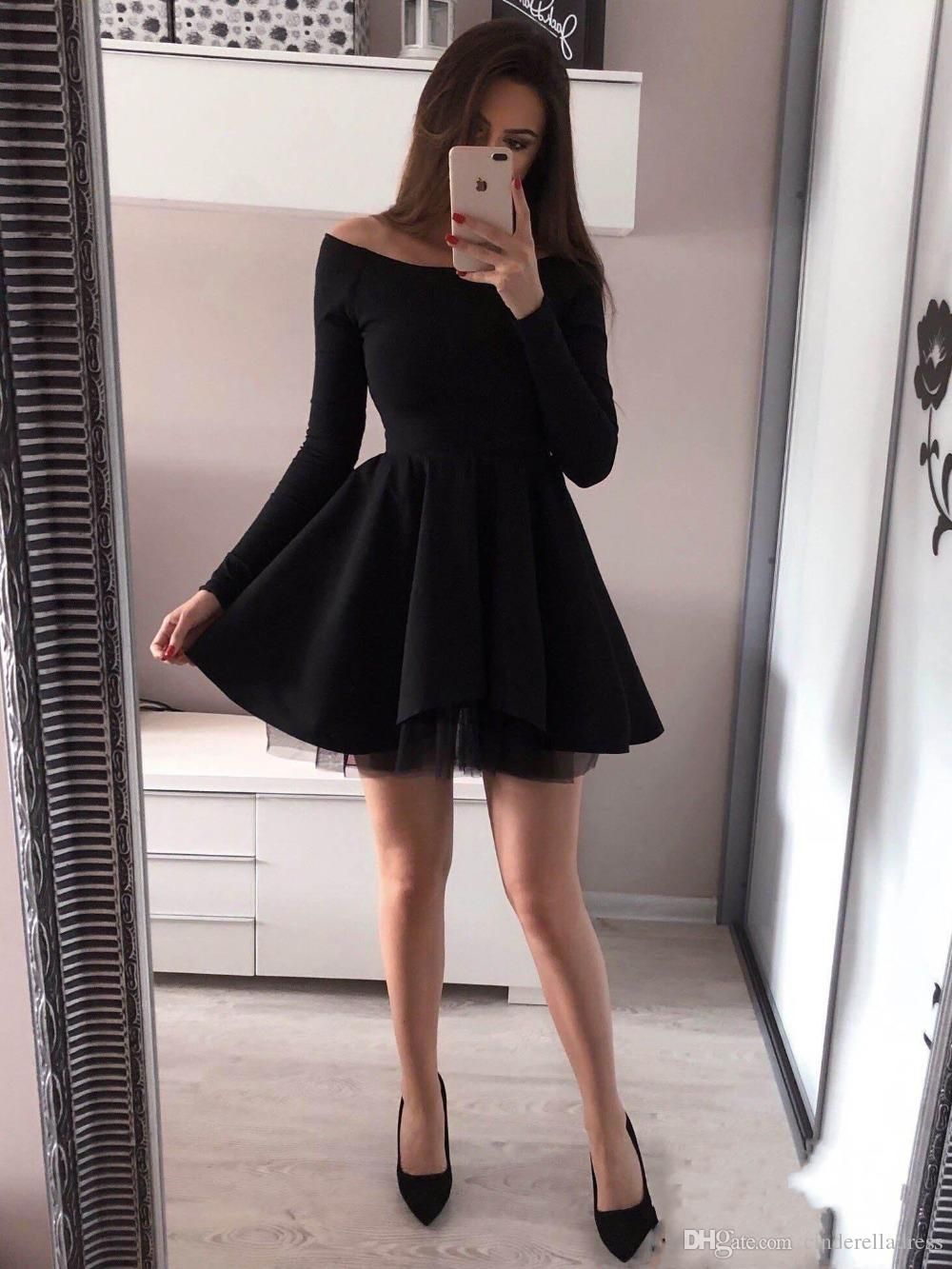 Compra Elegante Hombro Corto Negro Rojo Vestido De Fiesta Vestido De Manga  Larga Formatura Graduación Fiesta Vestidos Túnica De Cóctel Barato |  Entrega Rápida Y Calidad | Es.Dhgate