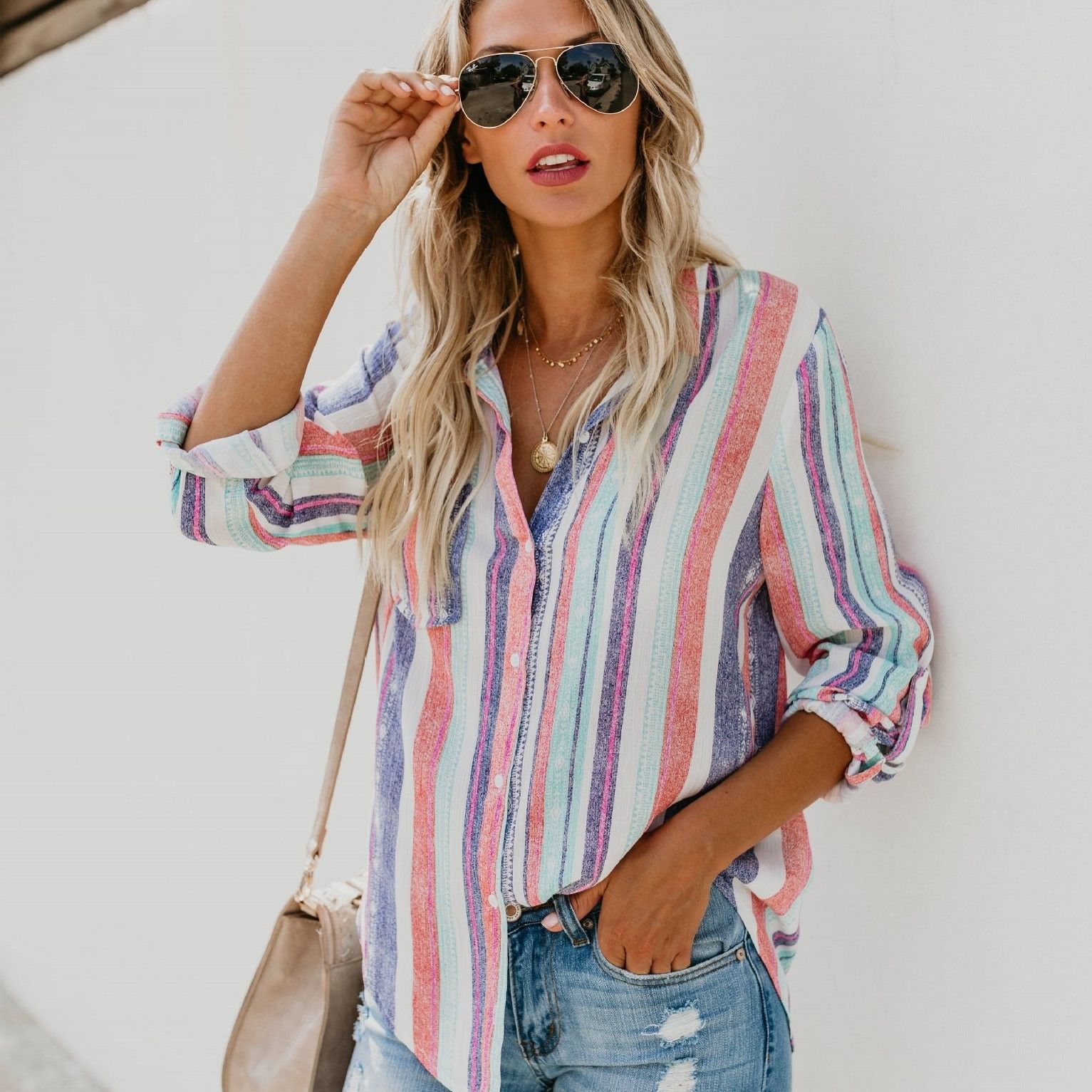 Compre 2020 Nuevas Blusas Con Estampado De Rayas De Primavera Casual Vintage Turn Down Collar Women Boho Tops Y Blusas Elegantes Con Botón FS7323 A 10,24 € Del Bestoffers | DHgate.Com