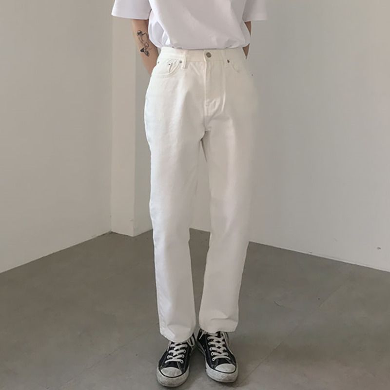 2020 Spring Summer White Straight Pants Mens Slim Fashion Cotton