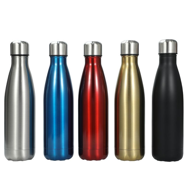 Stainless Steel Water Bottle Cola Shaped Vacuum Insulated Reusable for Outdoor Sports Travel 500ML/17OZ By Pustor