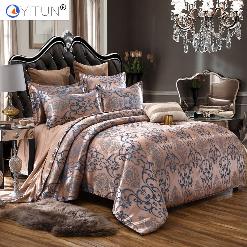 Yitun Luxry Jacquard Comforter Bedding Sets Satin Queen Duvet