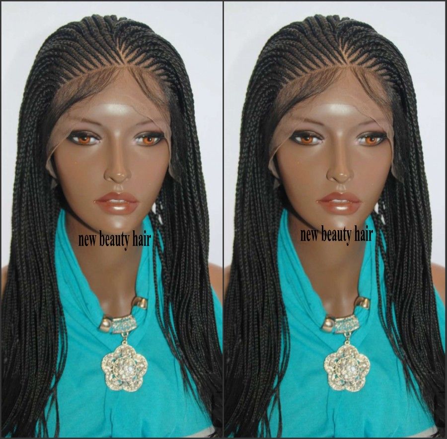Fashion Perruque Box Braids Wig Handtied Cornorw Braids Wig For Black Women Synthetic Lace Front Braiding Hair Wig Natural Hairline Mommy Wig Cheap