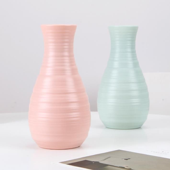 Plastic Flower Vase White Pink Green New Crafts Vase Home Flower Basket