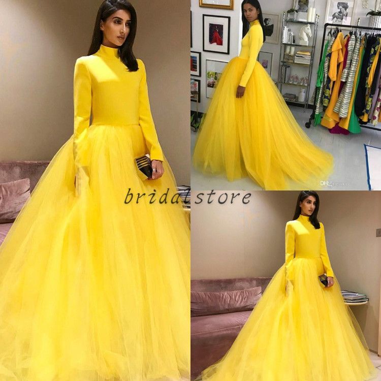Bright Yellow Ball Gown Prom Dresses 