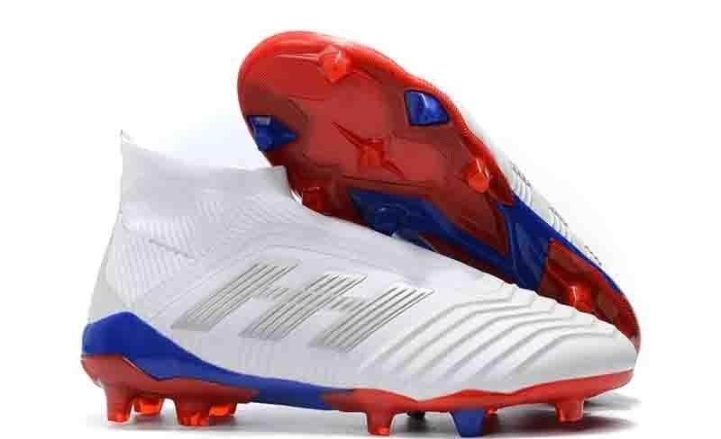 red and blue soccer cleats