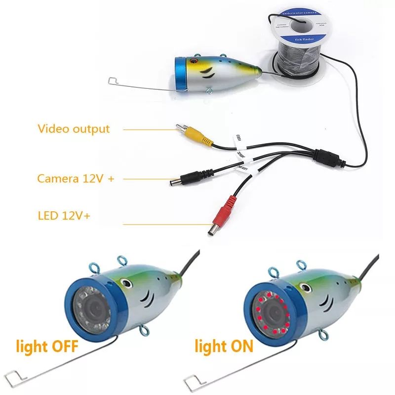 1000tvl Underwater Fishing Cable 15M 20M 30M 50M Camera LED white Lamp Lights 