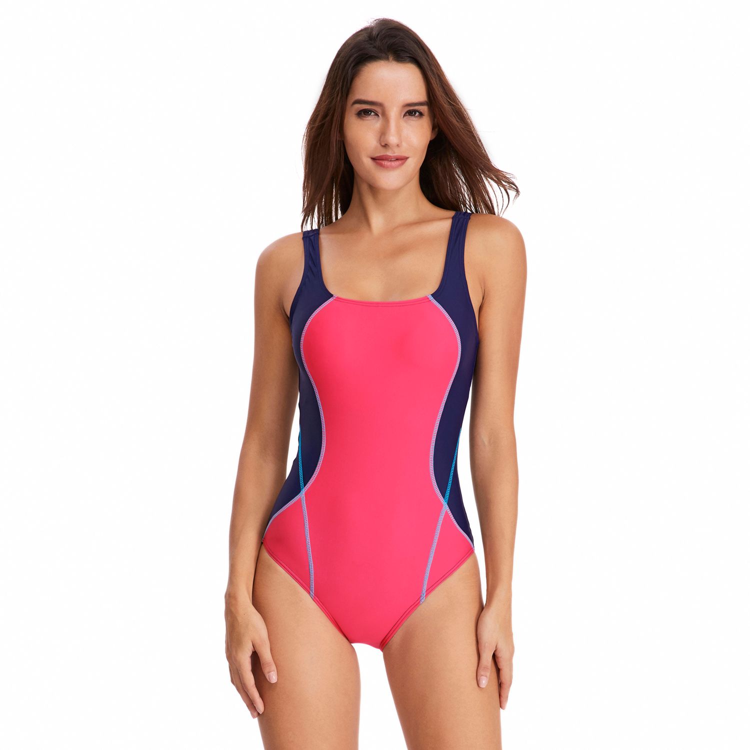 Women One Piece Swimsuit Athletic Sport Bathing Suit Black Swimwear Size S-XXL