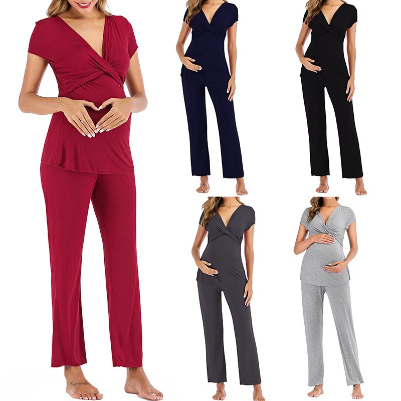 Compra Embarazada De La Primavera Y El Verano Pijamas De Las Mujeres  Después De La Maternidad Mordale Conjunto Nacimiento Lactancia Embarazadas  Ropa De Casa Barato | Entrega Rápida Y Calidad | Es.Dhgate