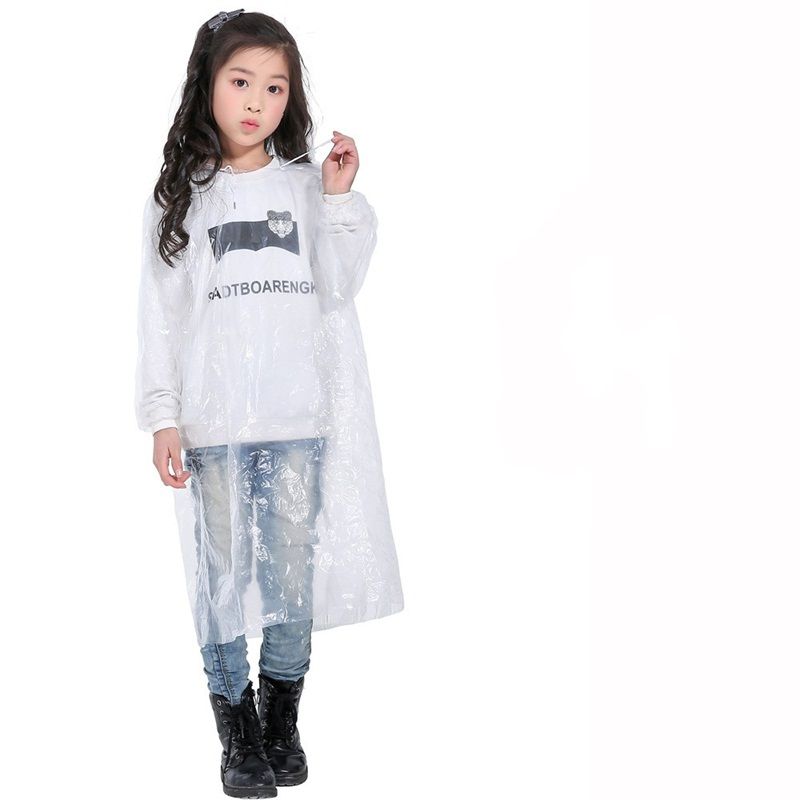 Kid desechables emergencia impermeable de plástico transparente elástico manguito Rafting Must Escudo de la capilla