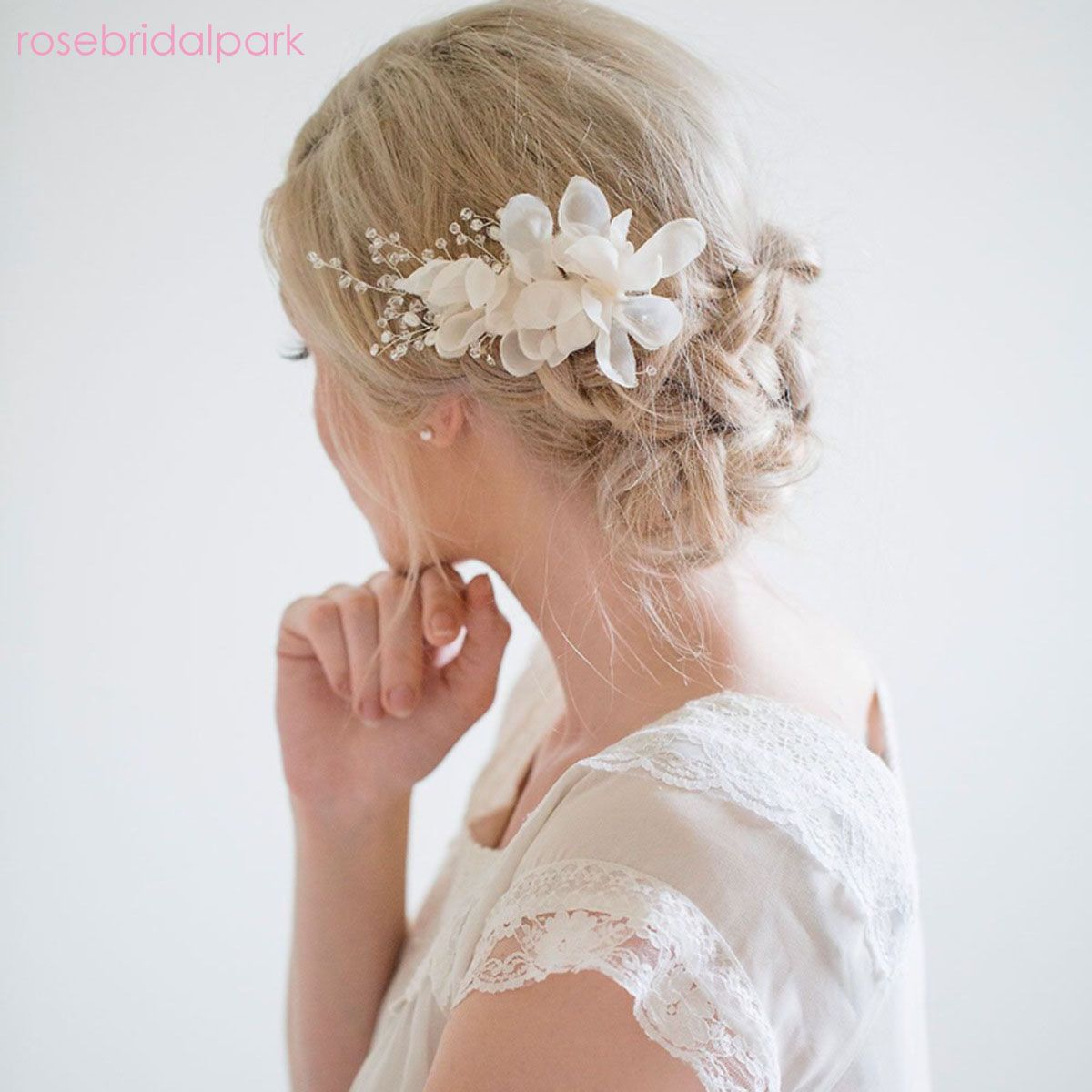 white flower hair pins
