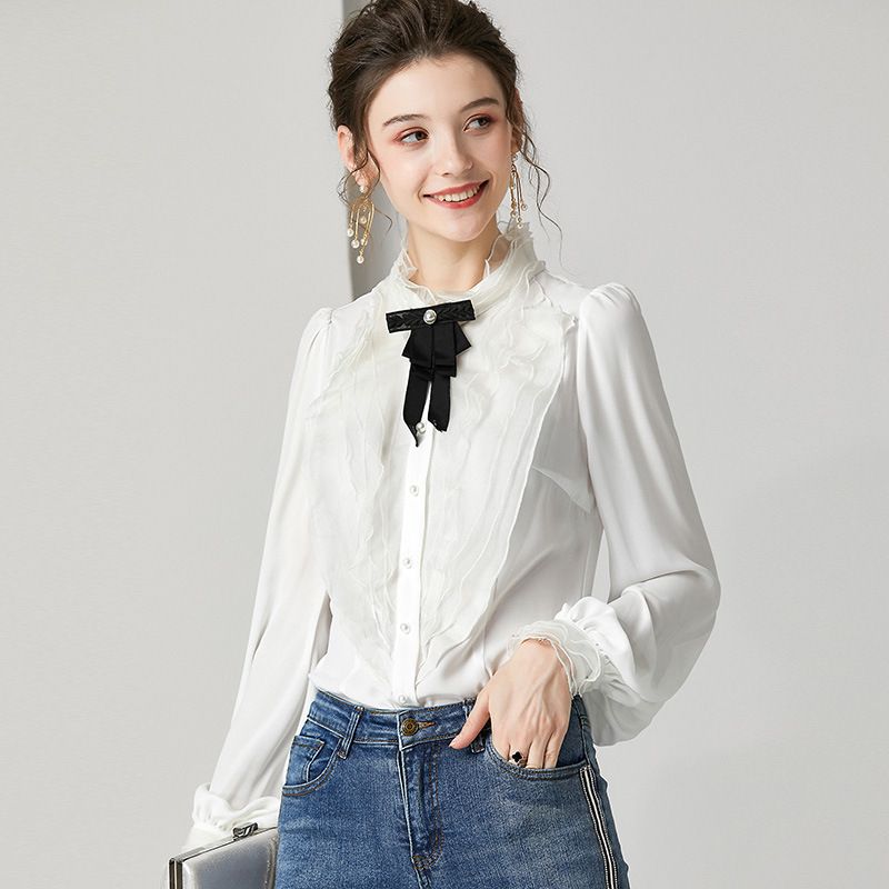 plus size white silk blouse