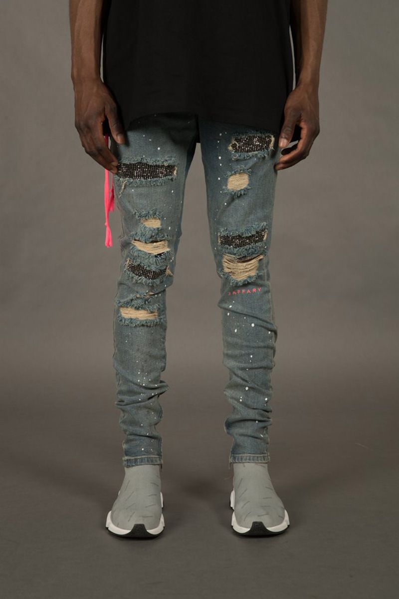 Mens Jeans Skinny Distressed Male 