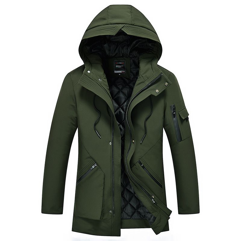 2021 Hooded Parka Male Casual Slim Solid Cotton Blends Down Jackets ...