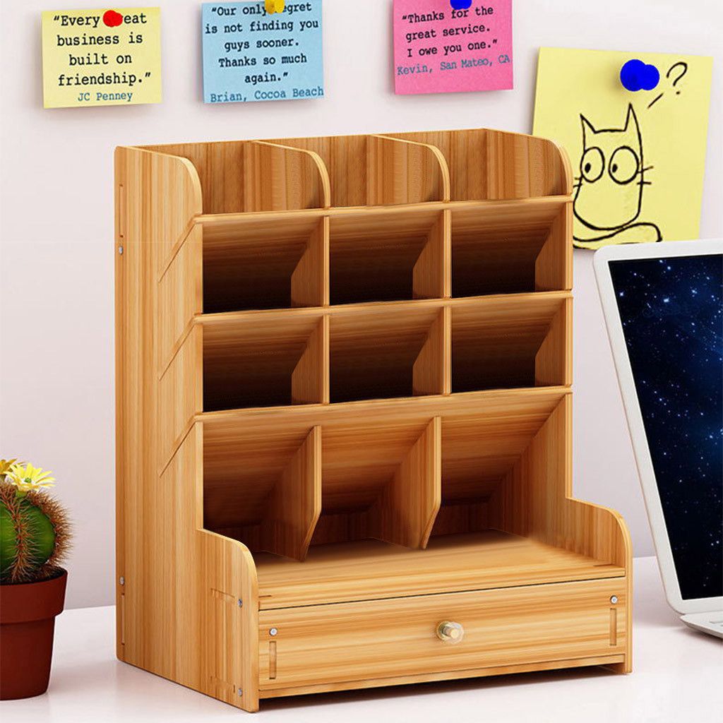 2020 Multi Function Diy Wooden Desktop Pen Holder With Drawer Office School Storage Case Desk Pen Pencil Organizer Stationery Storage Y200628 From Shanye10 29 65 Dhgate Com