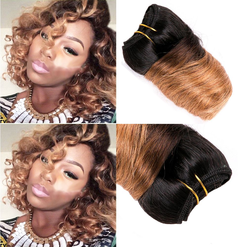 Honey Blonde Brazilian Hair Weave Loose Wave T1B/27 Ombre Human Hair Spring  Curly Wave Short Bob Human Hair Extensions Free Shipping