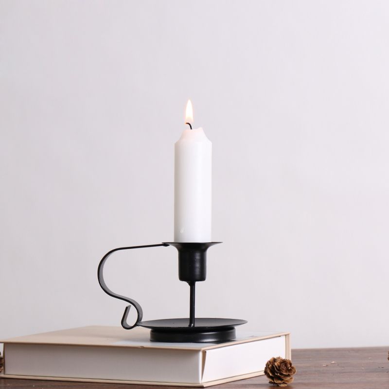 Vintage Retro Style Stand Candle Holders Black Iron Art