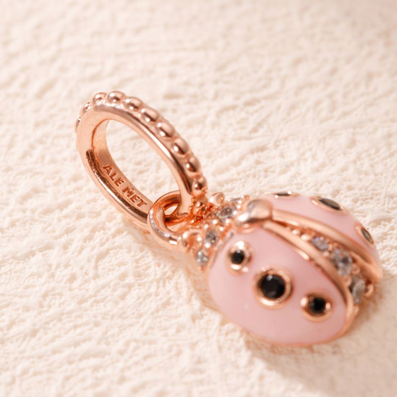 Lucky Pink Ladybug Dangle Charm 