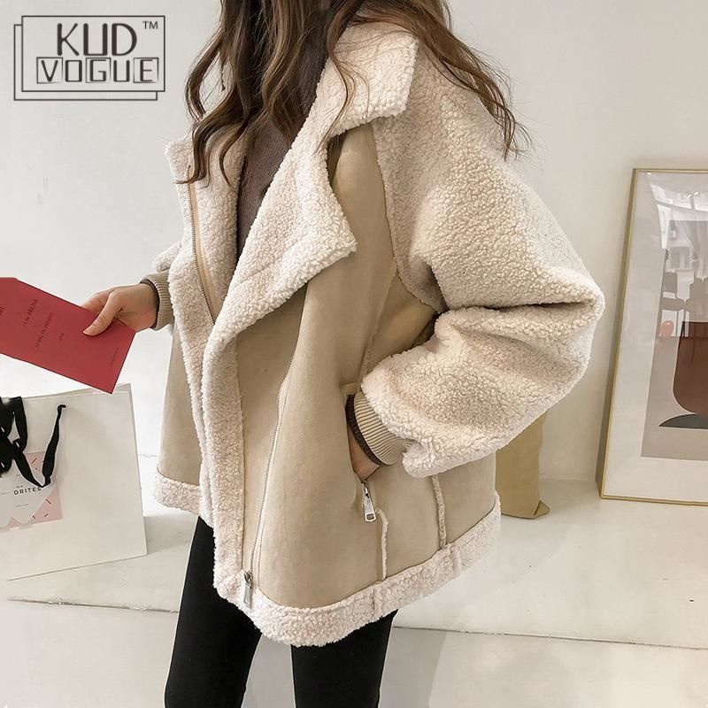 Compra Chaqueta De Invierno De Las Mujeres De Gran Tamaño De Peluche  Elegante Gamuza Sintética Cuello De Piel Abrigos Chaquetas Del Motorista De  La Motocicleta Aviador Mujer Cordero Abrigo De Lana NewT191018