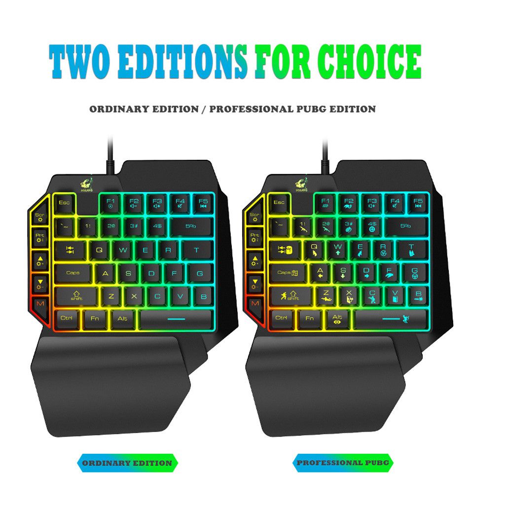 Wired Gaming Keypad with LED Backlight Mini One-handed Membrane Gaming Keyboard