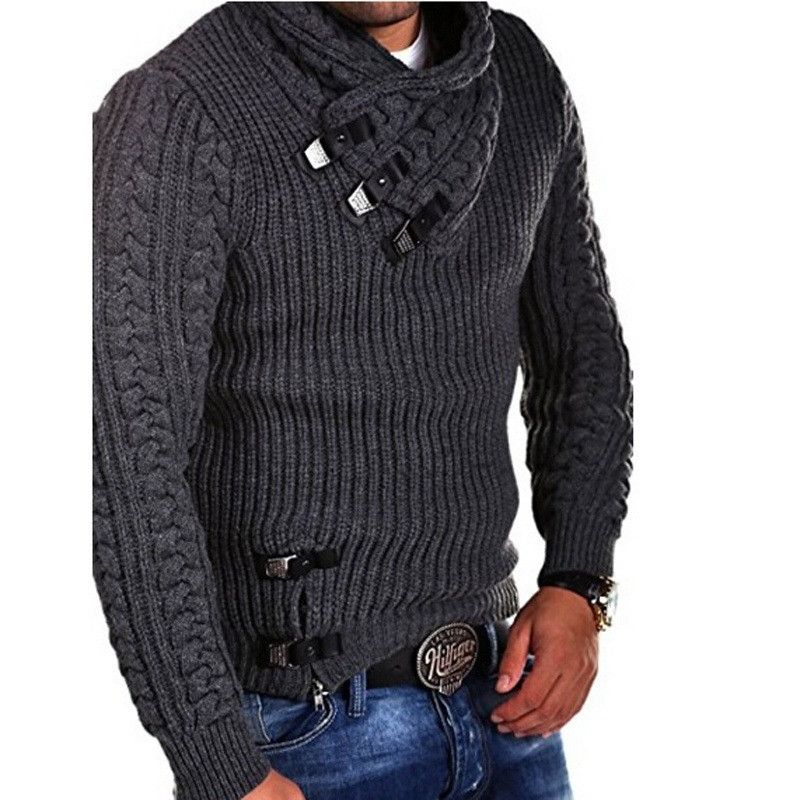 2021 Mens Designer Sweaters Leather Button Casual Slim Pullover Solid ...