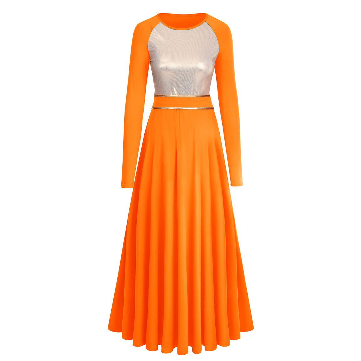 2020 Elegant Women Adult Liturgical Long Sleeves Pleated Metallic