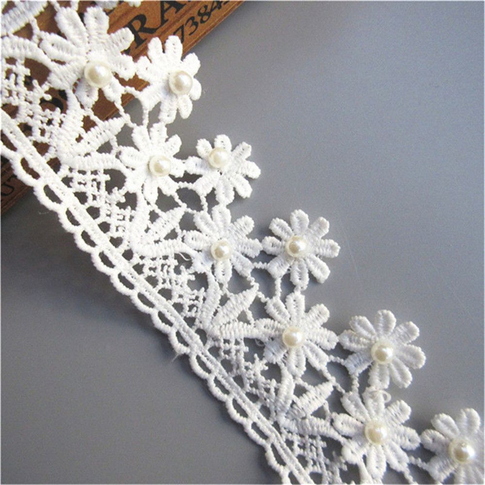 25mm DIY Embroidered Daisy Lace Trim Ribbon Handicrafts Sewing Crafts 3 yd