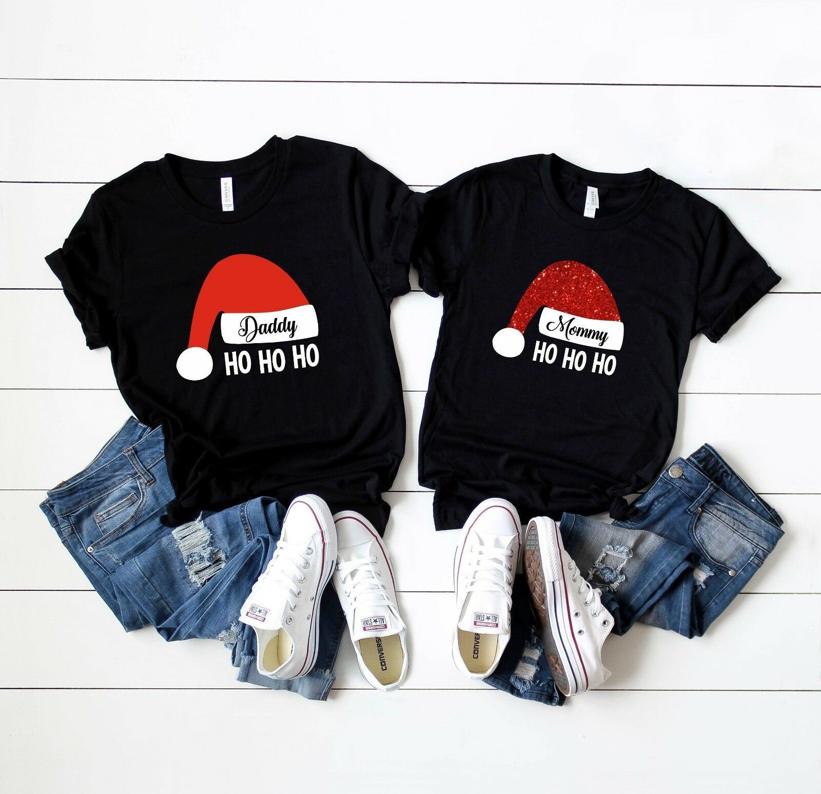 funny christmas couple shirts