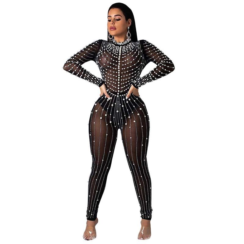 sheer embellished jumpsuit