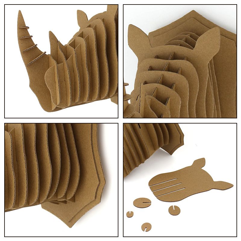 Trophy Head Mini Rhino DIY Cardboard Dinosaur model puzzle 3D toys puzzle children education animal toys home decoration mode Trophy Head Mini Rhino DIY Cardboard Dinosaur model puzzle 3D toys puzzle children education animal toys home decoration mode