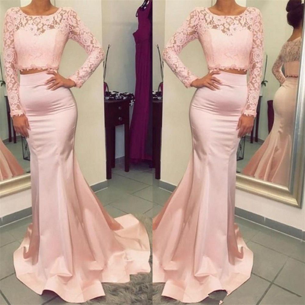 Großhandel Mermaid Abendkleider Lange Formales Zweiteiliges Abendkleid Langarm SpitzeAppliques Top Dame Partei Kleider Neueste Robe De Soiree Von Großhandel Mermaid Abendkleider Lange Formales Zweiteiliges Abendkleid Langarm SpitzeAppliques Top Dame Partei Kleider Neueste Robe De Soiree Von