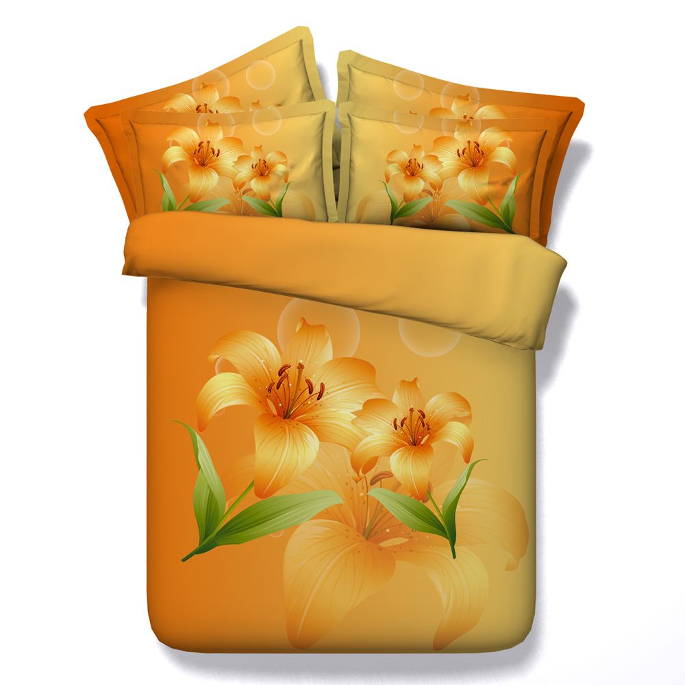 Yellow Floral Bedding Set Flowers Butterfly Botanical Duvet Cover
