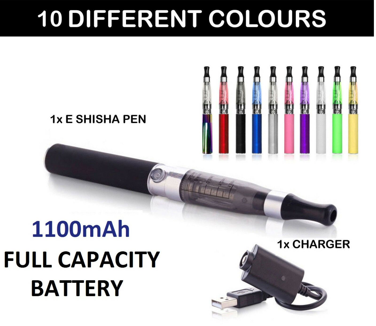 Electronic E Cigarette Vape Pen E Shisha Hookah Kit 1100 Mah Battery Charger From Boshan8 1 21 Dhgate Com