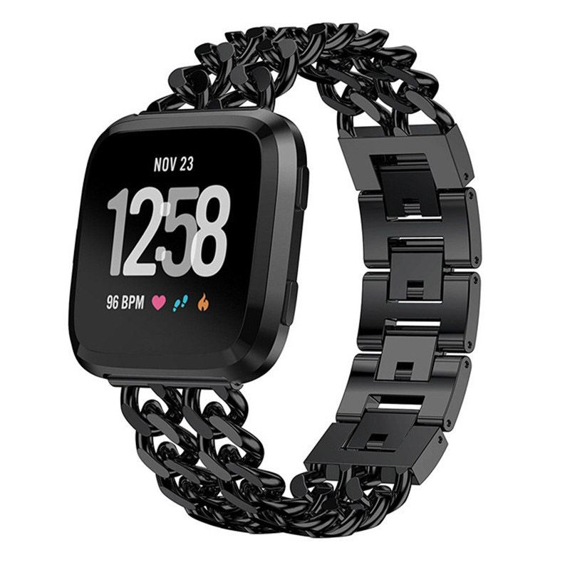 fitbit versa black with pink band