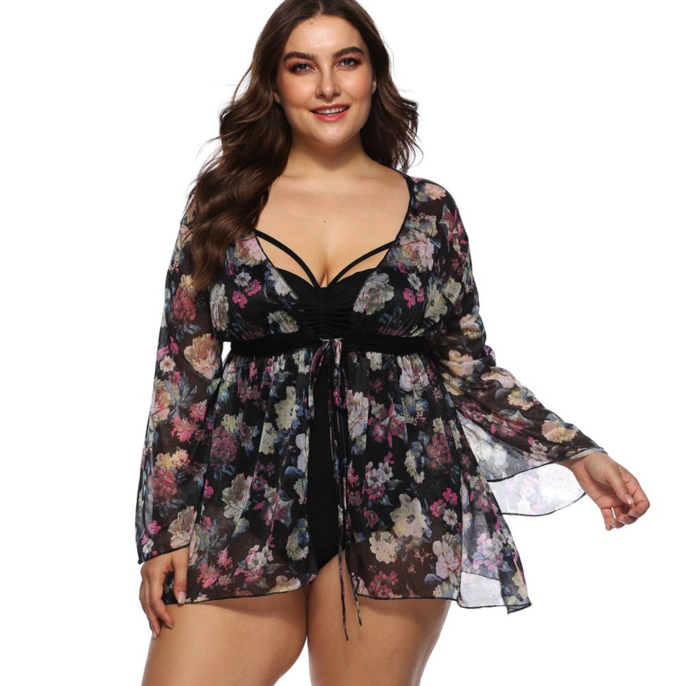 long sleeve beach cover up plus size