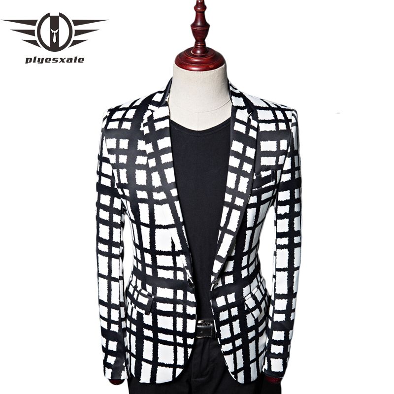 Compra PLYESXALE 2018 Otoño Negro Blanco Blazer Blazer Chaqueta Unique Mens  Blazers Casual Slim Fit Men Party Blazer Masculino Q478 Barato | Entrega  Rápida Y Calidad | Es.Dhgate