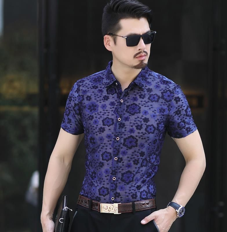 Mens See Through Silk Shirts Summer 