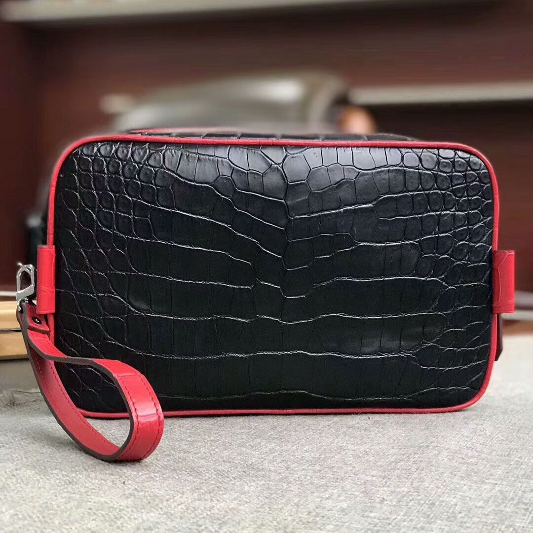black croc clutch bag