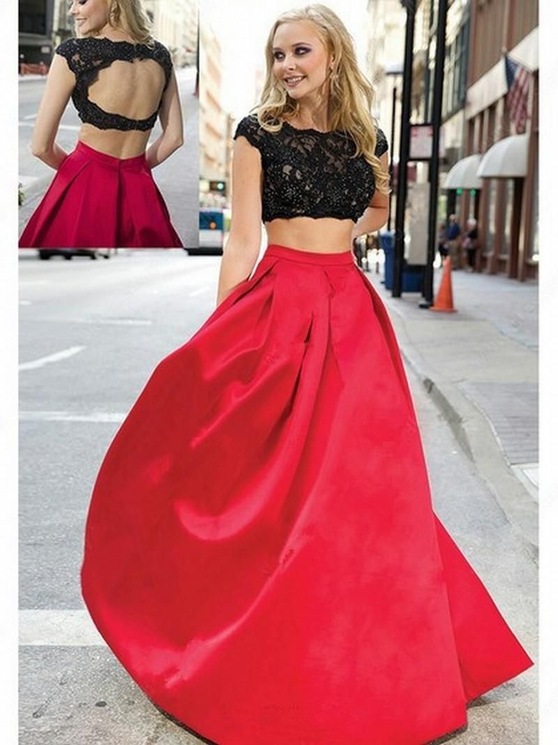 Compra Modest Black Lace Top Falda Roja Dos Piezas Desfile Vestidos De  Noche Moda Para Mujer Vestido De Novia Ocasión Especial Prom Dama De Honor  Vestido De Fiesta Barato | Entrega Rápida