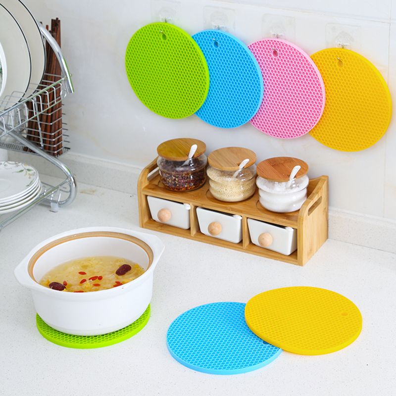 Round Heat Resistant Silicone Mat Drink Cup Coasters Non Slip Pot