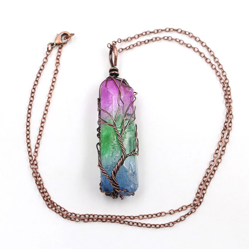 Wholesale Wire Wrap Irregular Shape Colorful Crystal Dyed